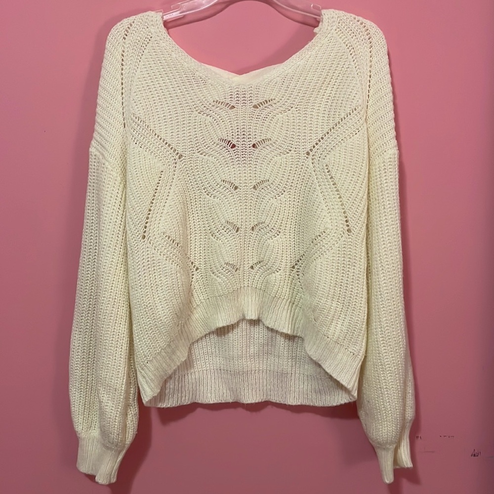 White knitted sweater